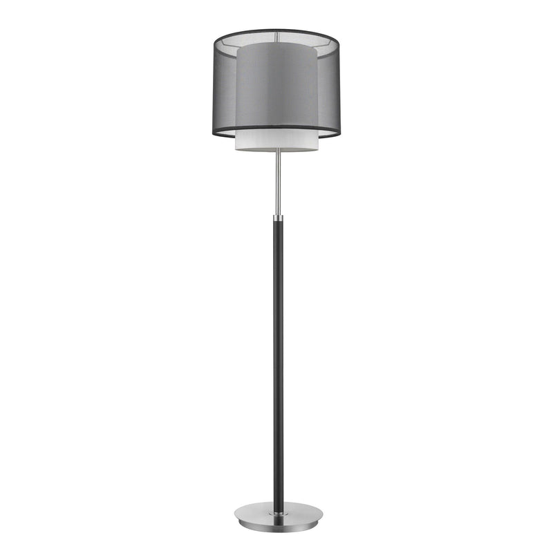Traditional Shaped Floor Lamp With Black And White Drum Shade - Chrome