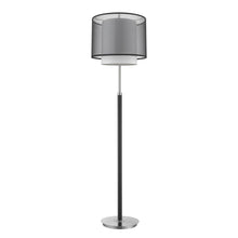 Load image into Gallery viewer, Traditional Shaped Floor Lamp With Black And White Drum Shade - Chrome
