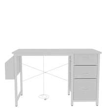 Load image into Gallery viewer, Office Desk With Power Outlet, 3 Drawers And Side Pocket For Office - White
