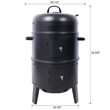 Load image into Gallery viewer, Portable Charcoal Smoker Grill For Outdoor Cooking - Black
