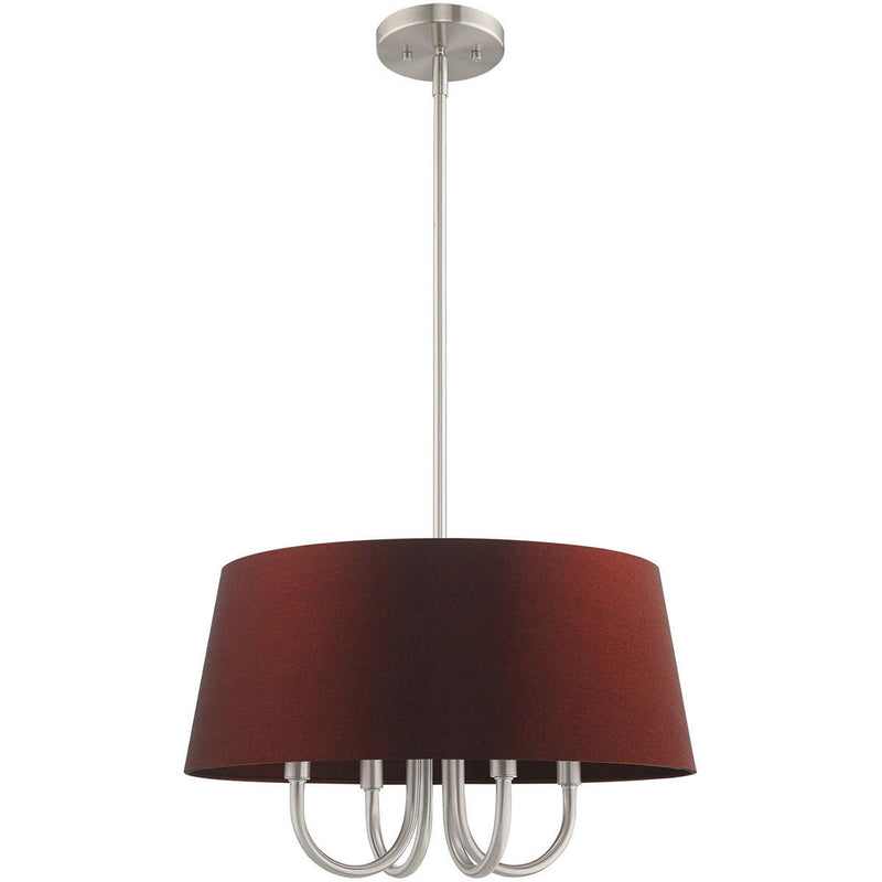 20" Four Light Dimmable Chandelier With Shades - Nickel