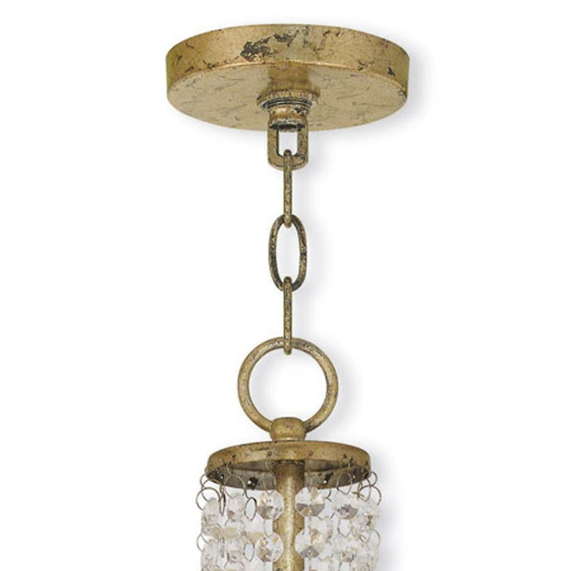Two Light Metal Dimmable Chandelier With Shades - Gold / Clear / Off White