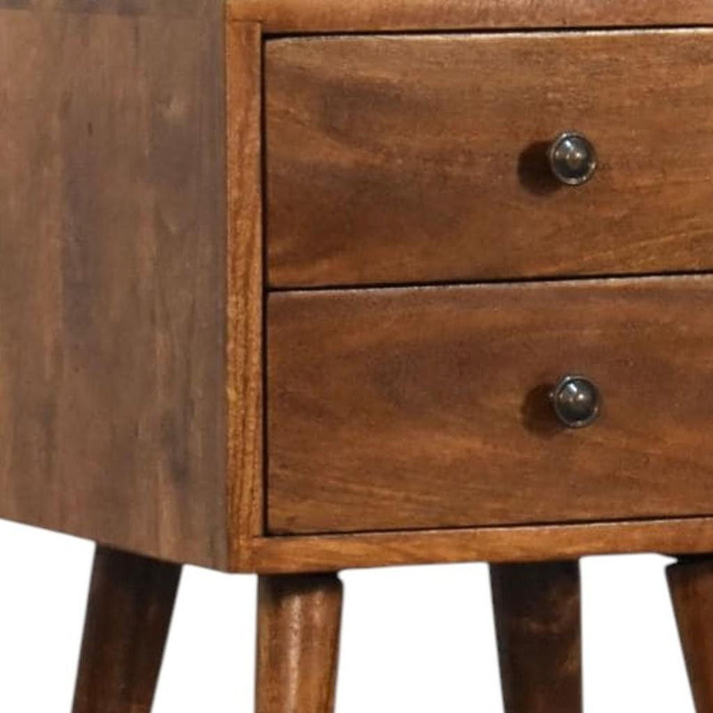 22'' Wood Two Drawer Nightstand - Chestnut