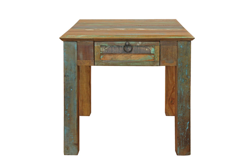 24" Solid Wood Square End Table With Drawer - Brown