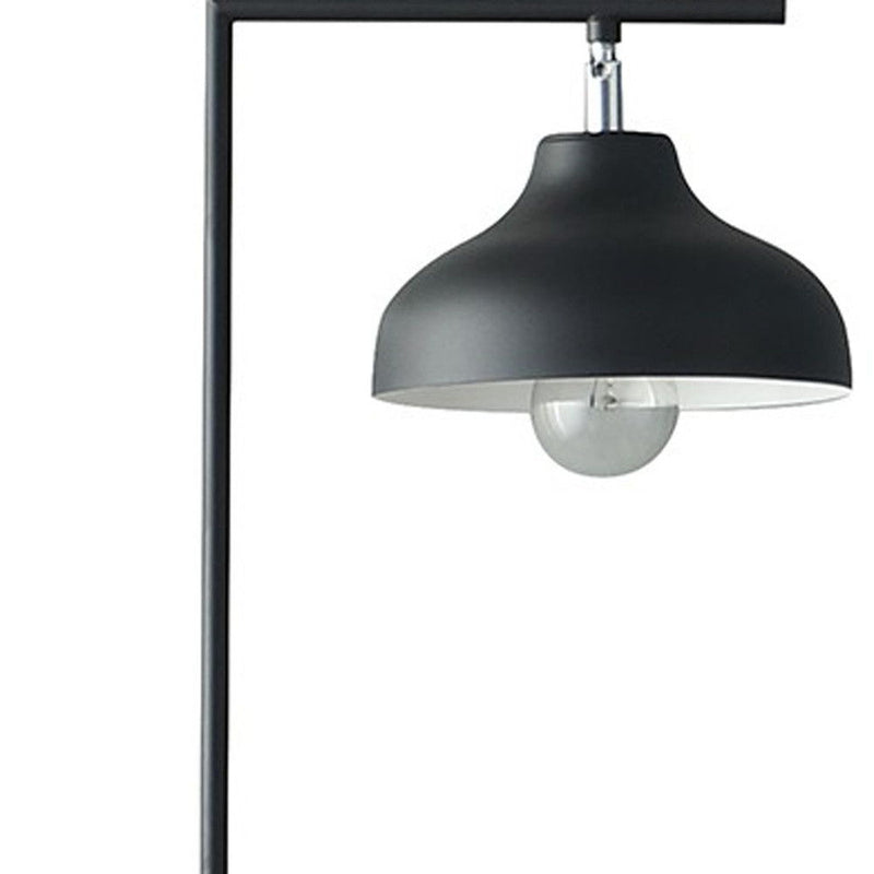 LED Arc Floor Lamp With Black Metal Bowl Shade - Black