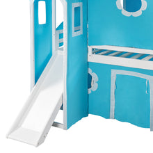 Load image into Gallery viewer, Twin Size Bunk Bed with Slide Blue Tent and Tower - Blue
