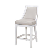 Load image into Gallery viewer, Faux Leather And Solid Wood Counter Height Swivel Bar Chair - Pearl Silver And White

