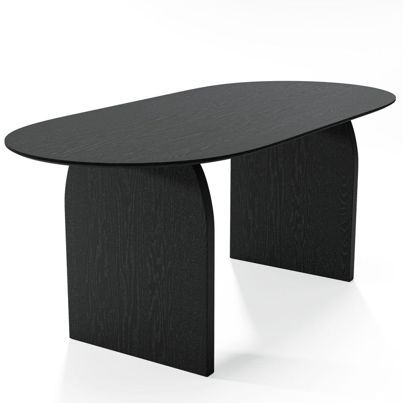 67" Solid Wood Mirrored Double Pedestal Base Oval Dining Table - Black