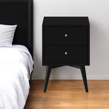 Load image into Gallery viewer, Two Drawer Solid Wood Nightstand - Black
