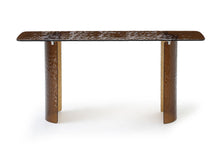 Load image into Gallery viewer, Glass Double Pedestal Console Table - Bronze
