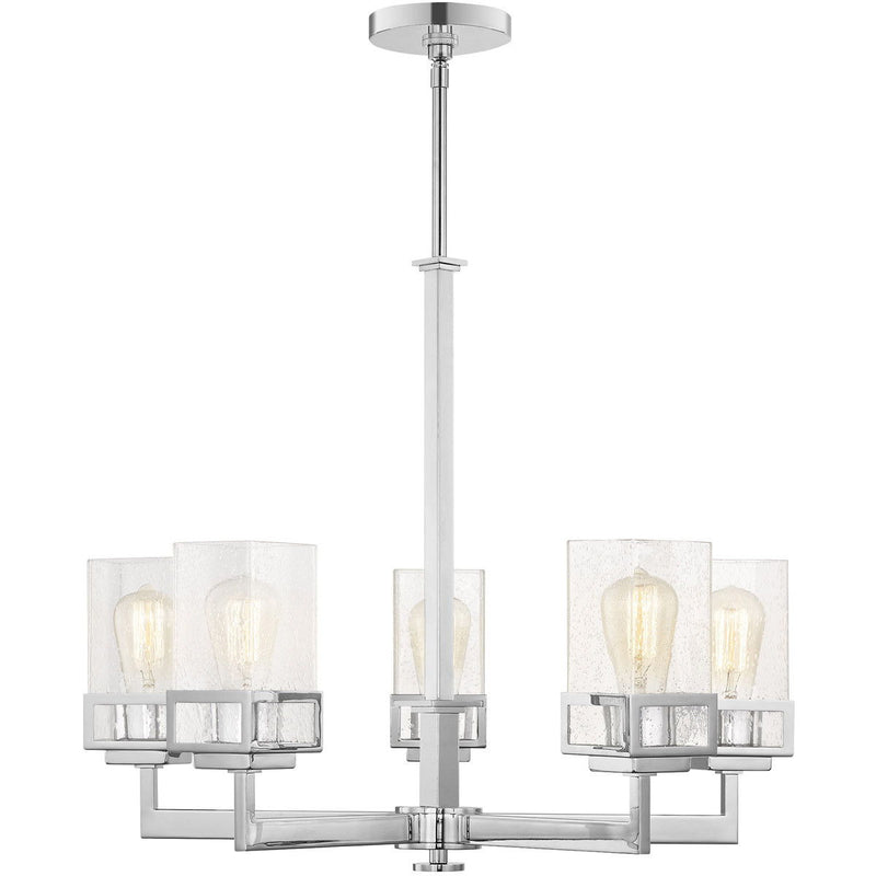 29" Five Light Dimmable Chandelier With Shades - Silver