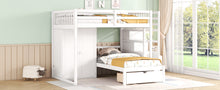 Load image into Gallery viewer, Full Over Twin Bunk Bed with Wardrobe, Drawers, White
