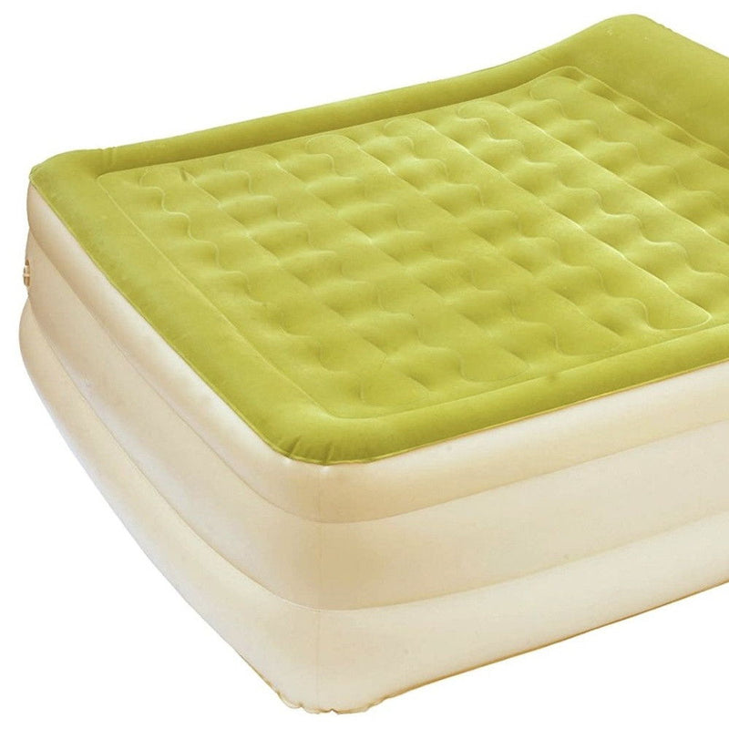 Raised Head Inflatable Queen Size Bed Mattress - Moss / Green