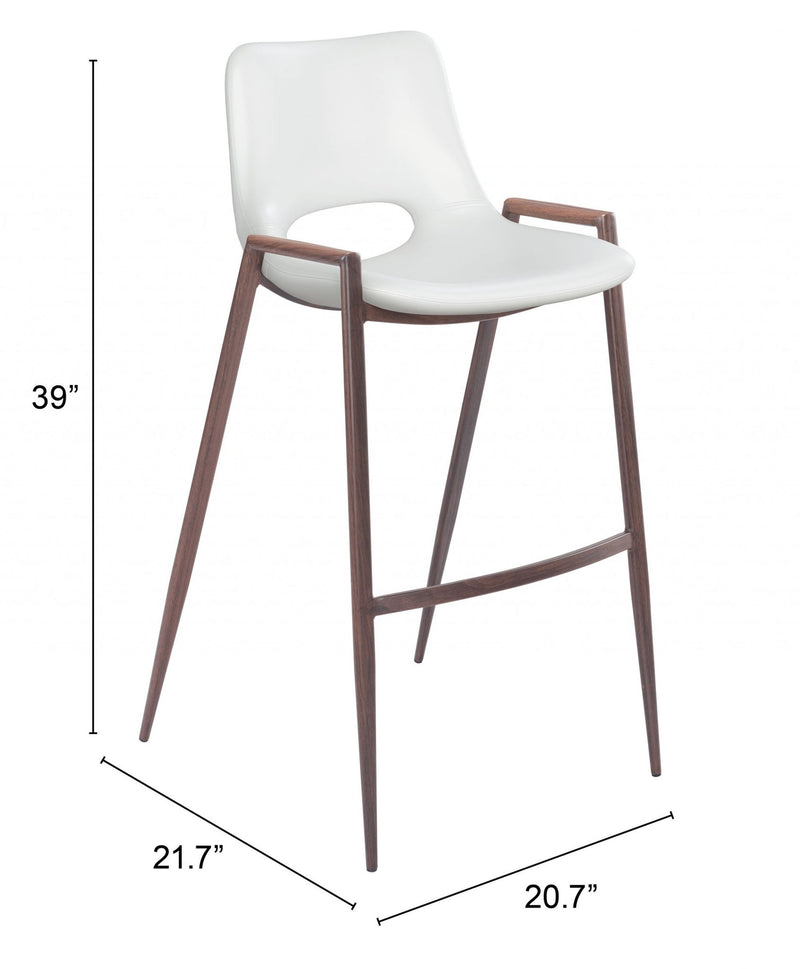 29" Steel Low Back Bar Height Bar Chairs (Set of 2) - White And Brown