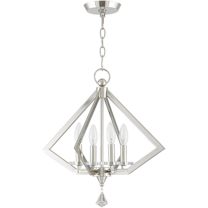 19'' 4-Light Dimmable Chandelier With Shades - Nickel