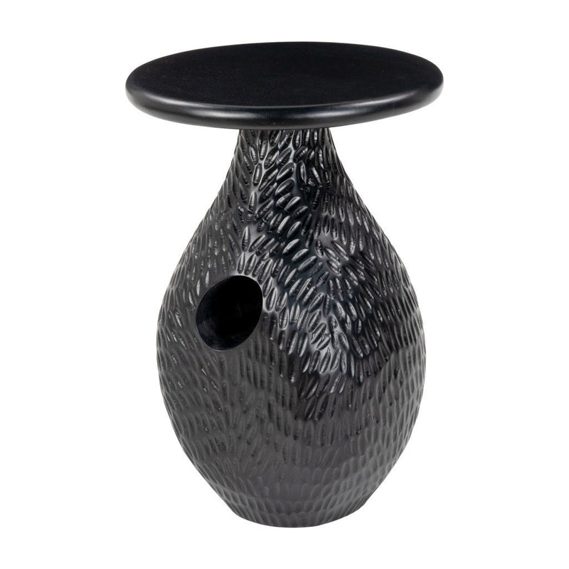 20" Solid Wood Round Pedestal End Table - Black