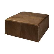 Load image into Gallery viewer, Faux Leather Cube Ottoman - Brown
