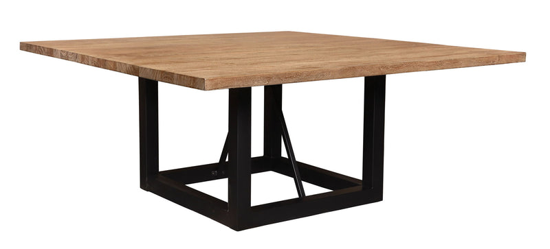 72" Solid Wood Iron Square Dining Table - Natural / Black