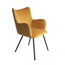 Load image into Gallery viewer, Upholstered Velvet Wing Back Dining Arm Chair - Yellow
