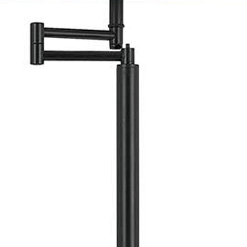 Swing Arm Floor Lamp With White Square Shade - Bronze