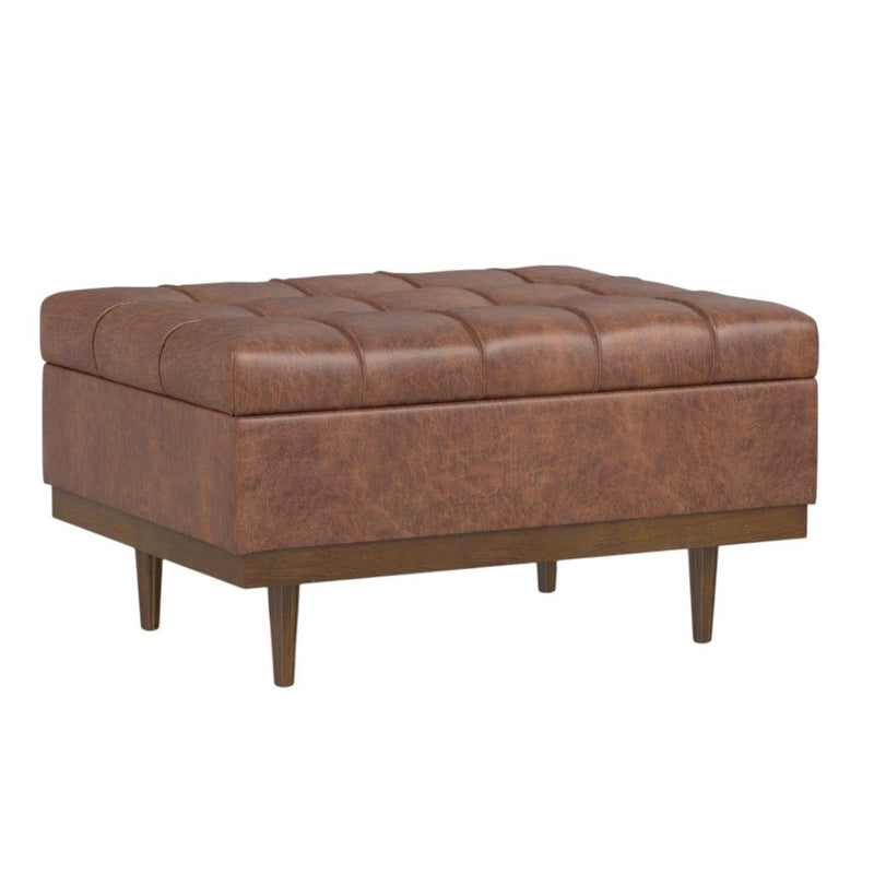 34" Upholstery Storage Ottoman - Walnut / Brown