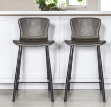 Load image into Gallery viewer, Steel Low Back Counter Height Bar Chairs (Set of 2) - Gray / Black
