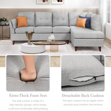 Load image into Gallery viewer, 97.2&quot; Modern Linen Fabric Sofa, L-Shape Couch with Chaise Lounge,Sectional Sofa with one Lumbar Pad,Gray
