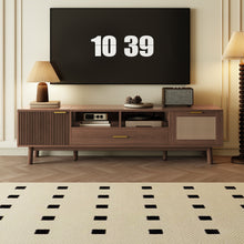 Load image into Gallery viewer, TV Stand For 75" TVs With Soft Closing Doors, Console With Accents And Drop Down Cabinet - Dark Brown
