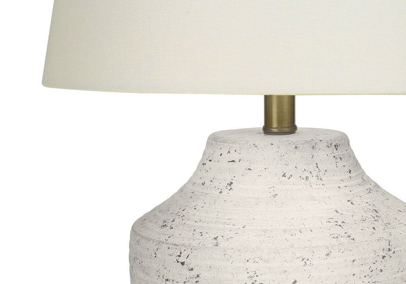 20" Concrete Urn Table Lamp With Empire Shade - Cream
