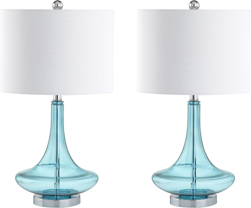 26" Novelty Table Lamps With Drum Shades (Set of 2) - Aqua