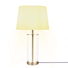 Load image into Gallery viewer, Metal Cylinder USB Table Lamp With Empire Shade - Clear / Gold / White

