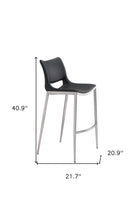 Load image into Gallery viewer, Steel Low Back Bar Height Bucket Shaped Seat Bar Chairs (Set of 2) - Black And Silver
