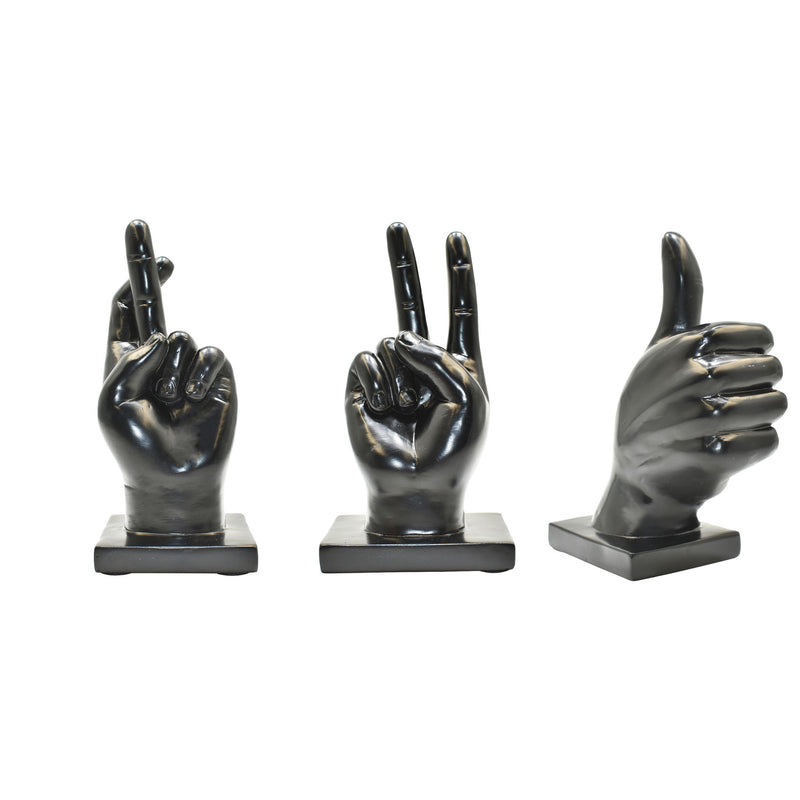 Hand Tabletop Sculpture (Set of 3) - Black