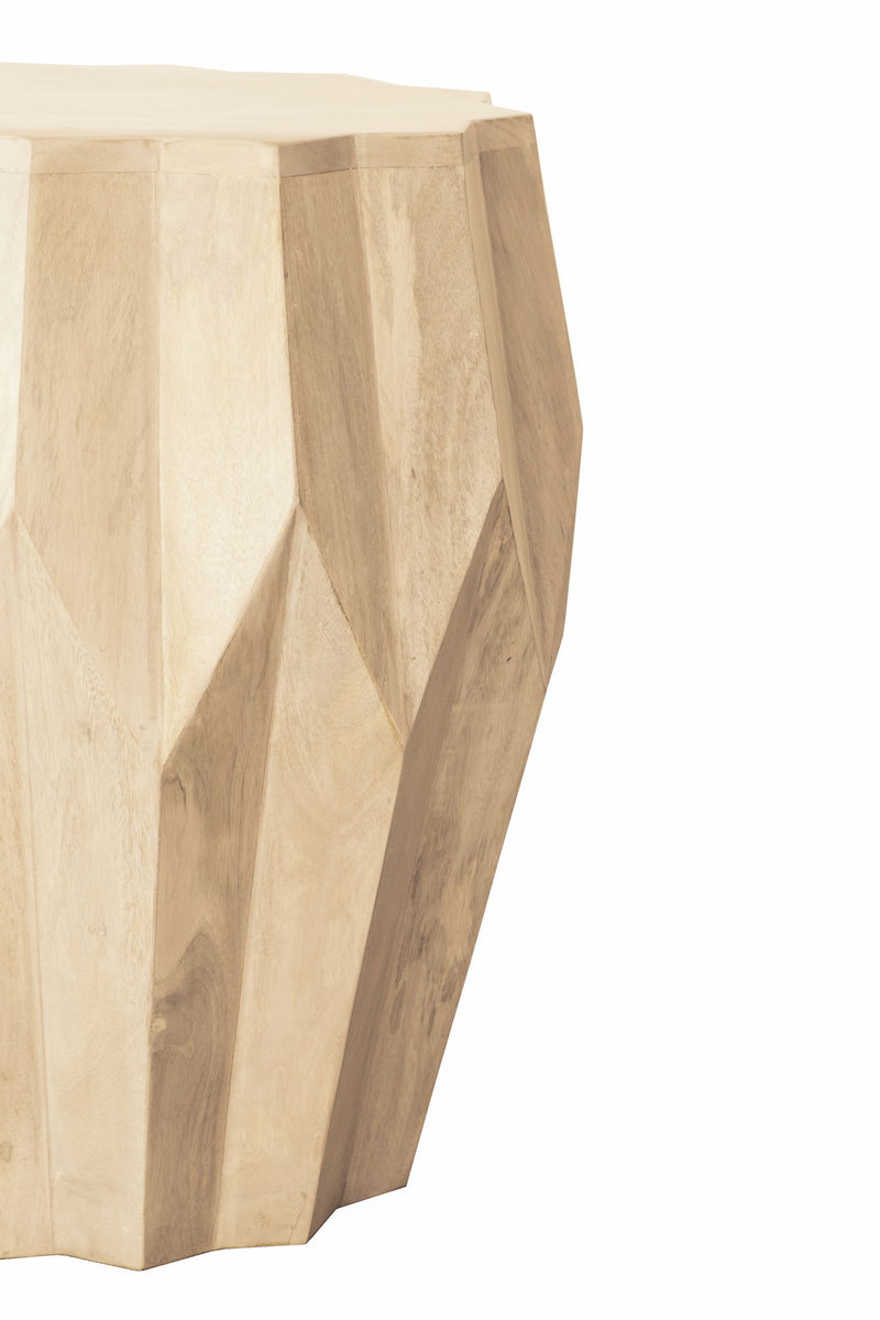 23" Solid Wood Round End Table - Beige