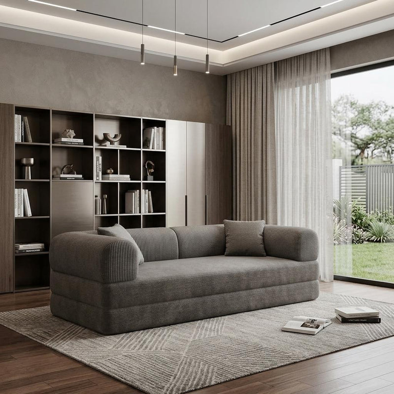 Corduroy Convertible Futon Sleeper Sofa - Gray