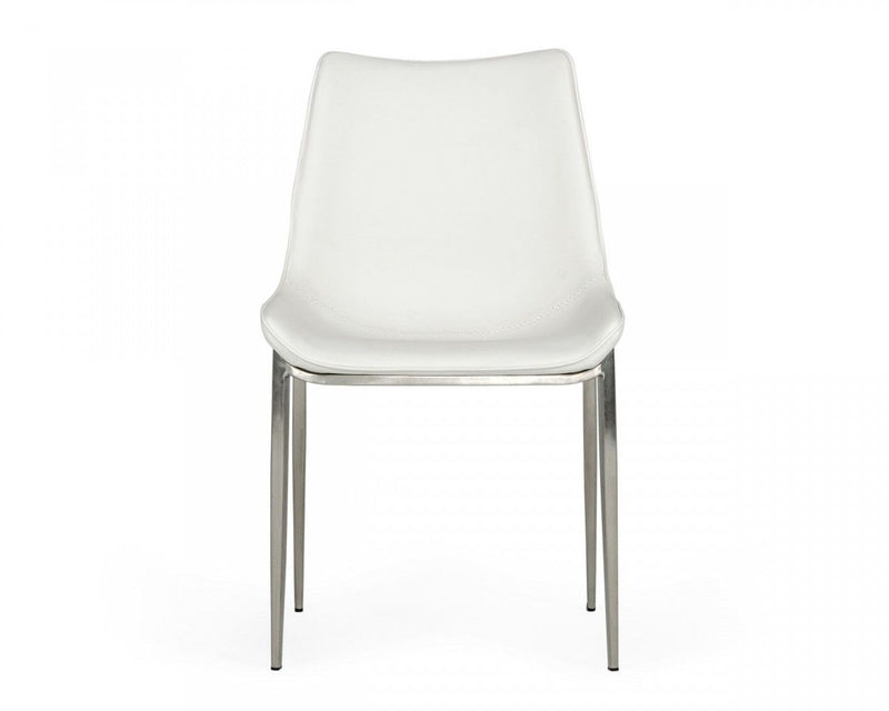 Upholstered Faux Leather Dining Chairs Without Arms (Set of 2) - White