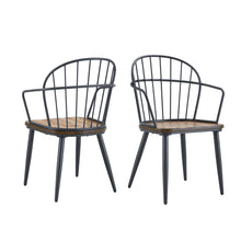 Load image into Gallery viewer, Industrial Inspired Indoor Dining Chair With Metal Legs And Birch (Set of 2) - Black / Natural
