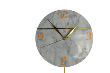 Load image into Gallery viewer, Marble Silent Pendulum Marble Round Wall Clock - White / Gold
