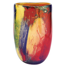 Load image into Gallery viewer, Abstract Oval Murano Table Vase - Red / Red / Yellow
