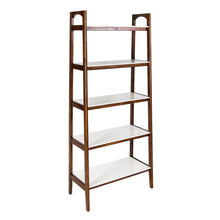 Load image into Gallery viewer, Mid - Century Design 5 Shelf Bookcase - Off White / Pecan
