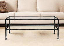 Load image into Gallery viewer, 48" Glass Metal Rectangular Coffee Table - Black
