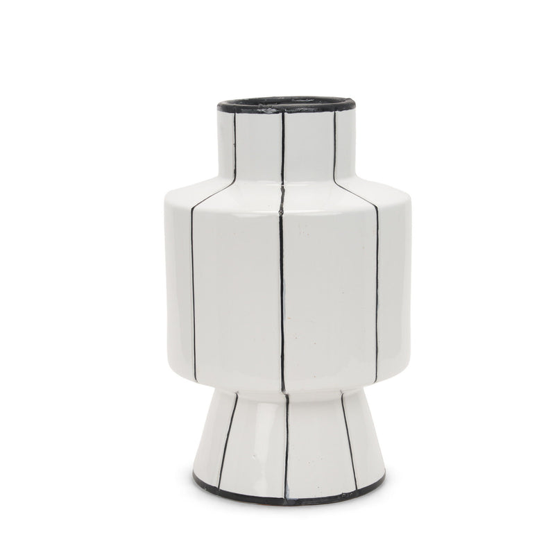 Striped Cylinder Table Vase (608359) - White / White