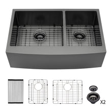 Load image into Gallery viewer, Double Bowl Farmhouse Sink, Stainless Steel Apron Front
