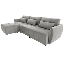 Load image into Gallery viewer, 113.3&quot; Convertible Sectional Sofa Couch 3-Seat L-Shaped Sofa with Movable Ottoman and  USB for Apartment, Living Room, Bedroom, Grey
