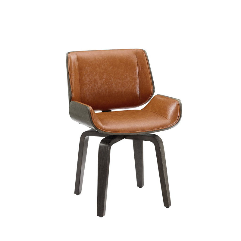 Upholstered Faux Leather Curved Back Dining Side Chair - Light Brown