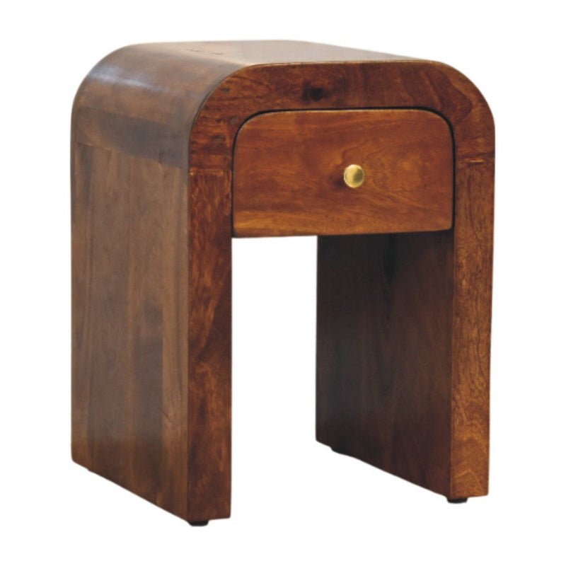 16" Modern Solid Wood One Drawer Nightstand - Brown