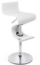 Load image into Gallery viewer, Faux Leather And Metal Low Back Adjustable Height Bar Chair - White And Silver
