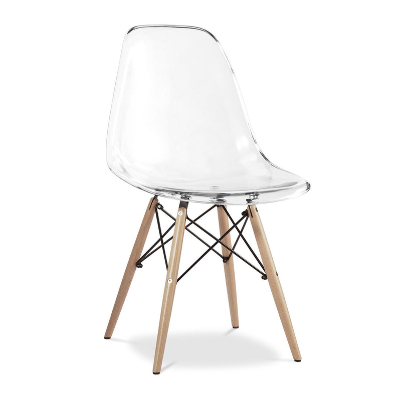 Heavy Duty Plastic Wood Dining Side Chair - Clear