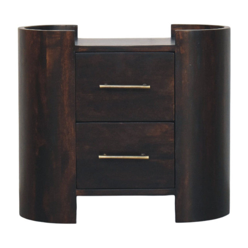 Solid Wood Two Drawer Nightstand - Mocha