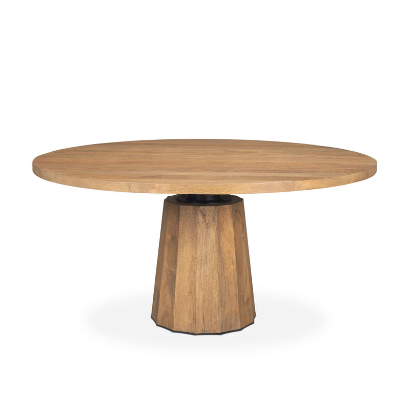 Solid Wood Pedestal Base Round Top Dining Table (727891) - Brown